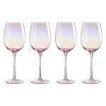 Set of 4 Frosted Wine Glasses in Pink and Gold
