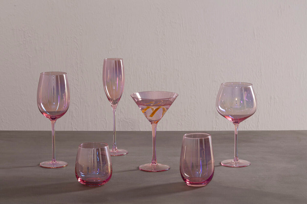 Frosted Deco Set of 2 Gin Glasses in Soft Pink