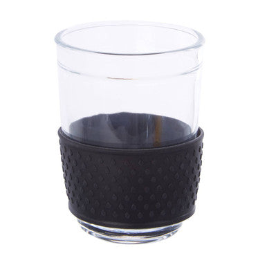 Glass Mug With Black Silicone Band Lid