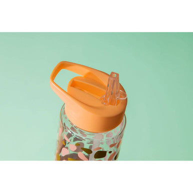 Animal Print Water Bottle with Flip Straw 680ml