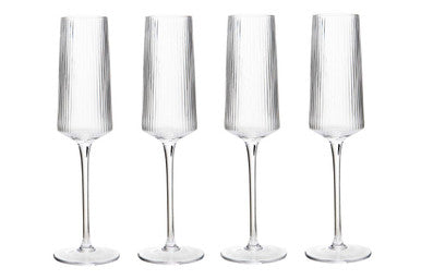 Set of Four Ribbed Champagne Glasses