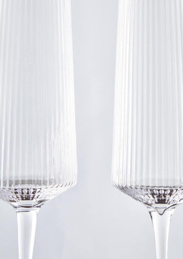 Set of Four Ribbed Champagne Glasses