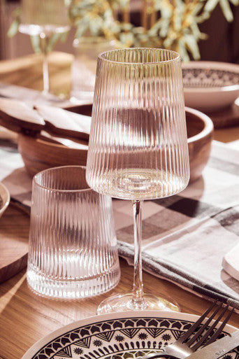 Set of Four Ribbed Wine Glasses 430ml