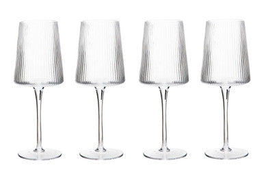 Set of Four Ribbed Wine Glasses 430ml
