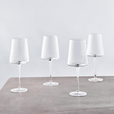 Set of Four Ribbed Wine Glasses 430ml