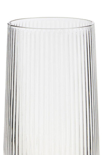 Set of Four Ribbed Clear Highball Glasses 420ml