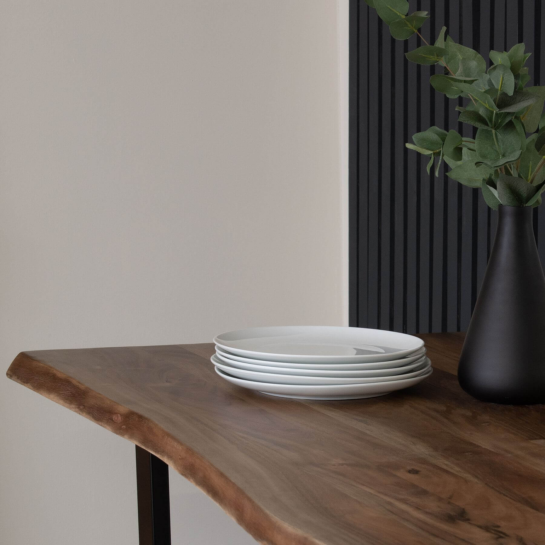 Live edge acacia wood bar table with black metal base, modern rustic industrial design. by RoomLondon at brixbailey.com
