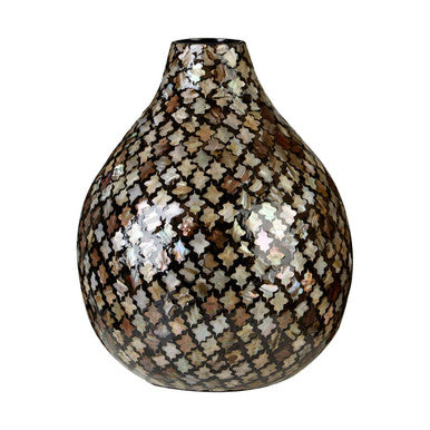 Mosaic Bottle Vase with Gold Accents