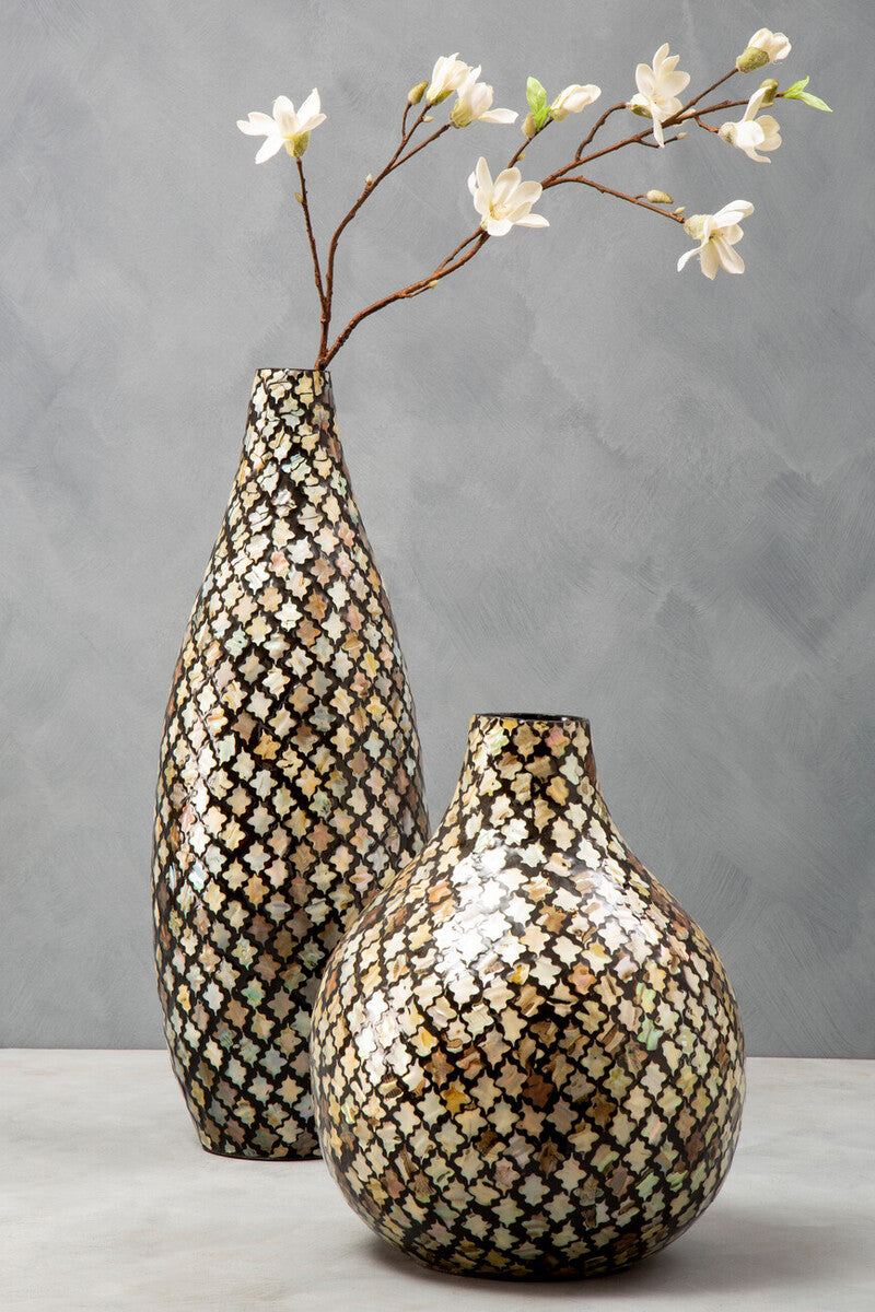Mosaic Bottle Vase with Gold Accents