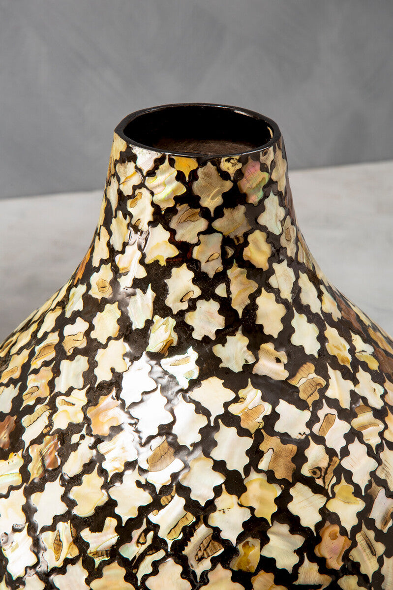 Mosaic Bottle Vase with Gold Accents