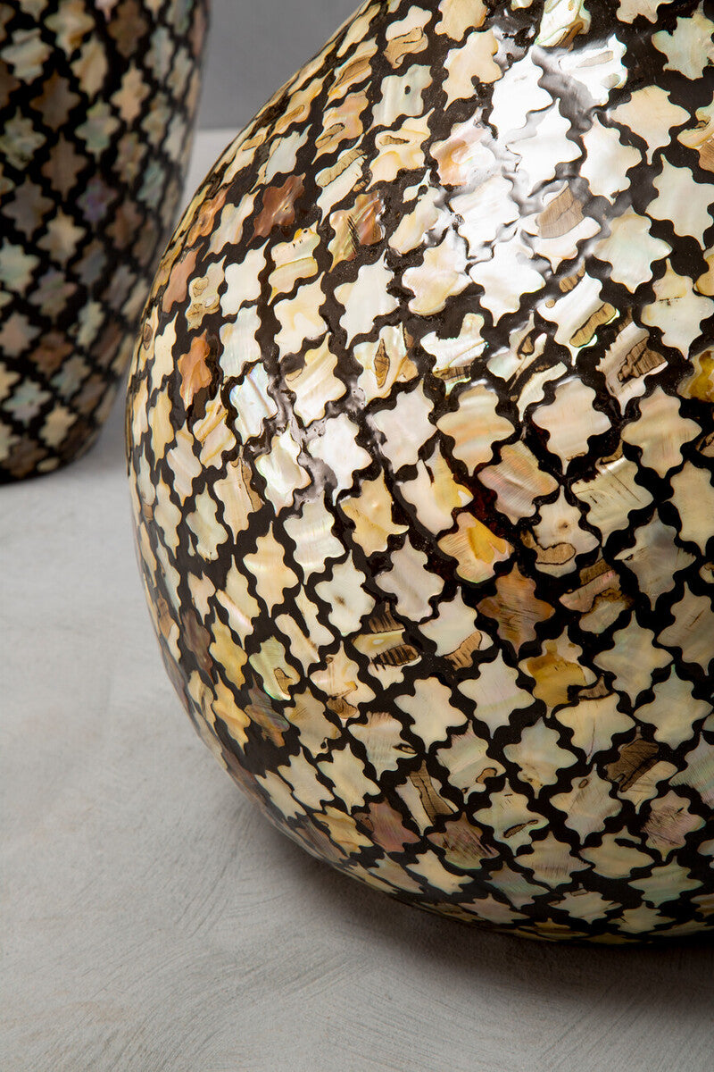 Mosaic Bottle Vase with Gold Accents