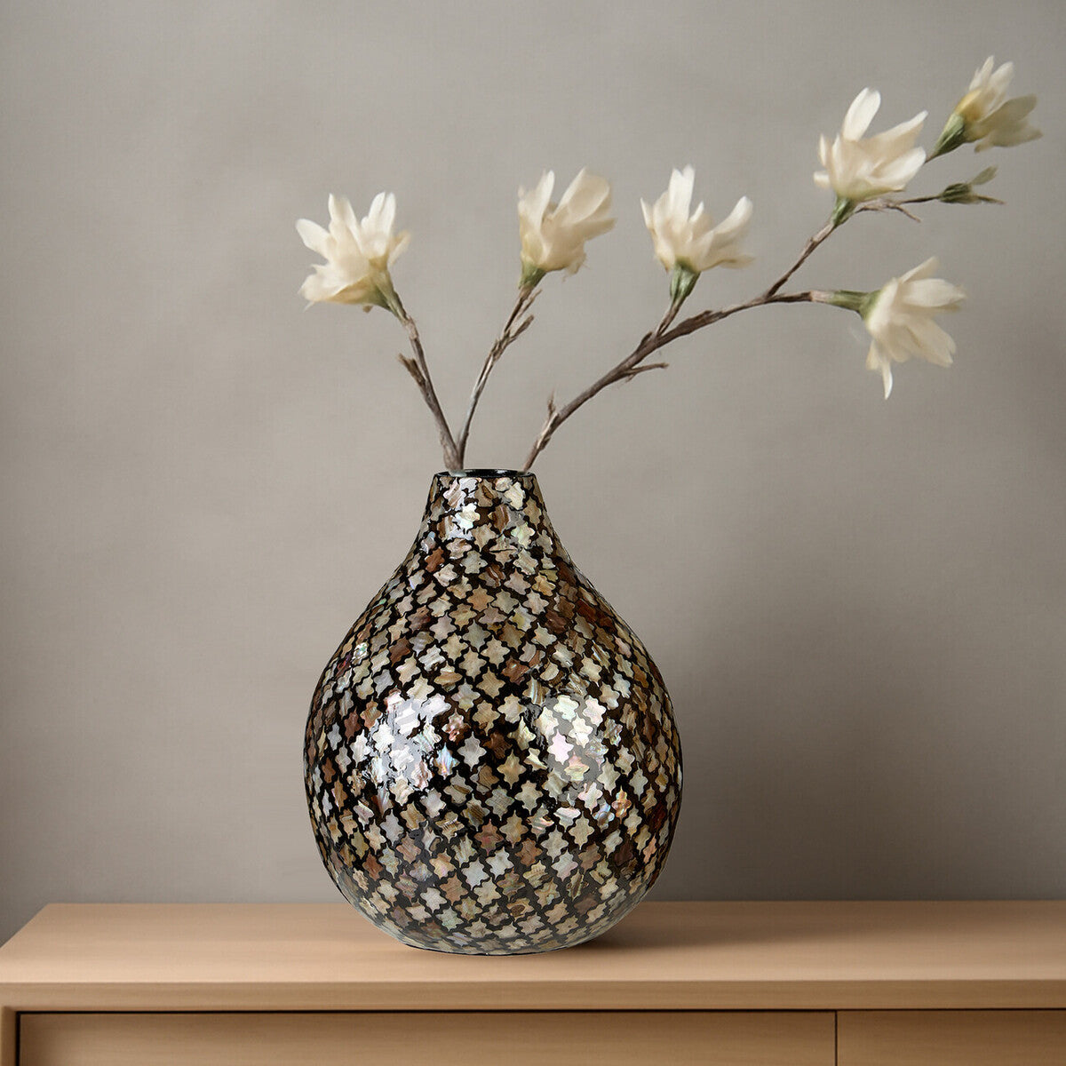 Mosaic Bottle Vase with Gold Accents
