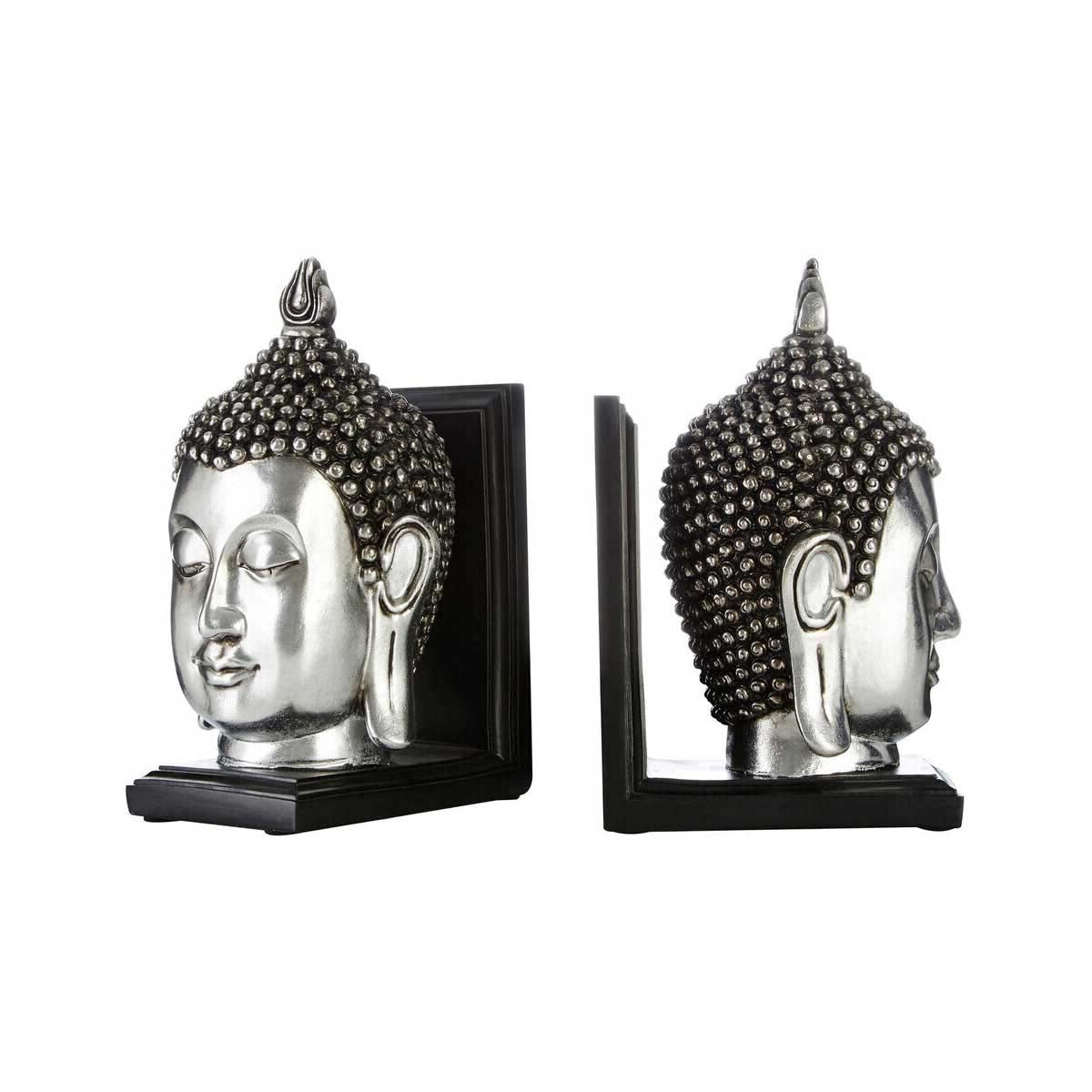 Silver Buddha Head Bookends