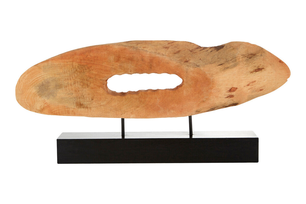Natural Mango Wood Slice Sculpture with Iron Stand
