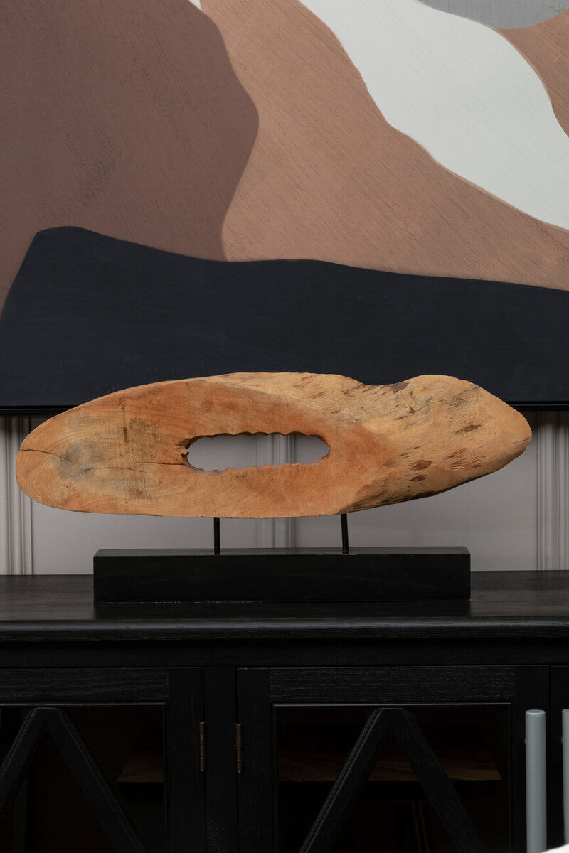 Natural Mango Wood Slice Sculpture with Iron Stand
