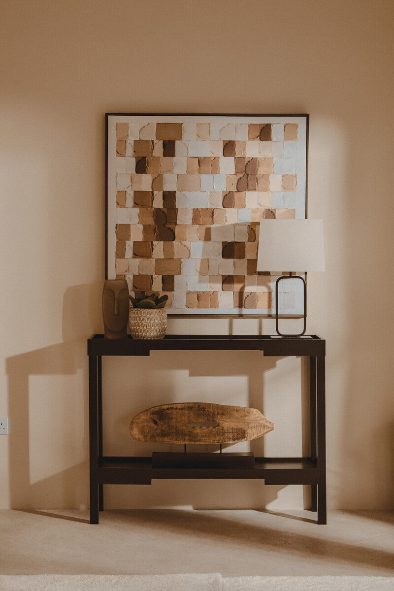 Natural Mango Wood Slice Sculpture with Iron Stand