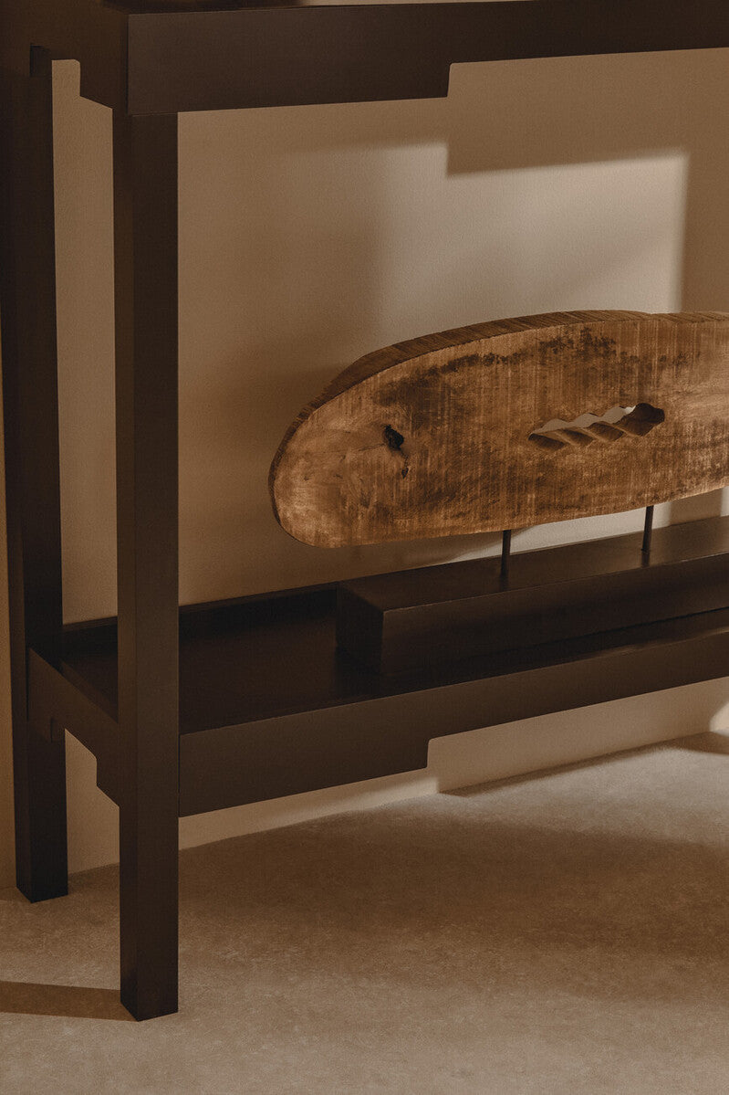Natural Mango Wood Slice Sculpture with Iron Stand