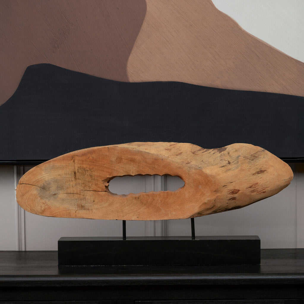 Natural Mango Wood Slice Sculpture with Iron Stand