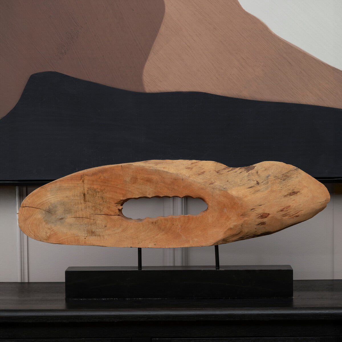 Natural Mango Wood Slice Sculpture with Iron Stand