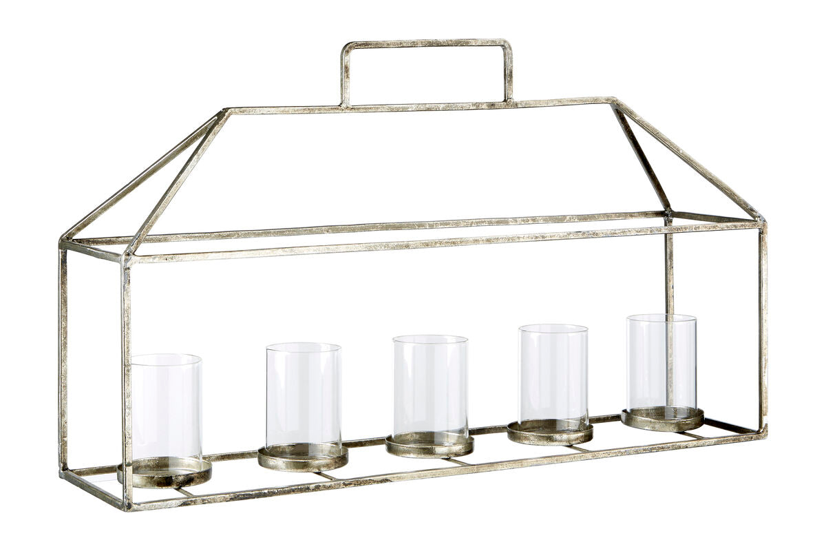 Silver Candle Holder with Five Hurricane Cups