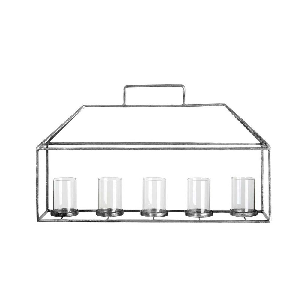 Silver Candle Holder with Five Hurricane Cups