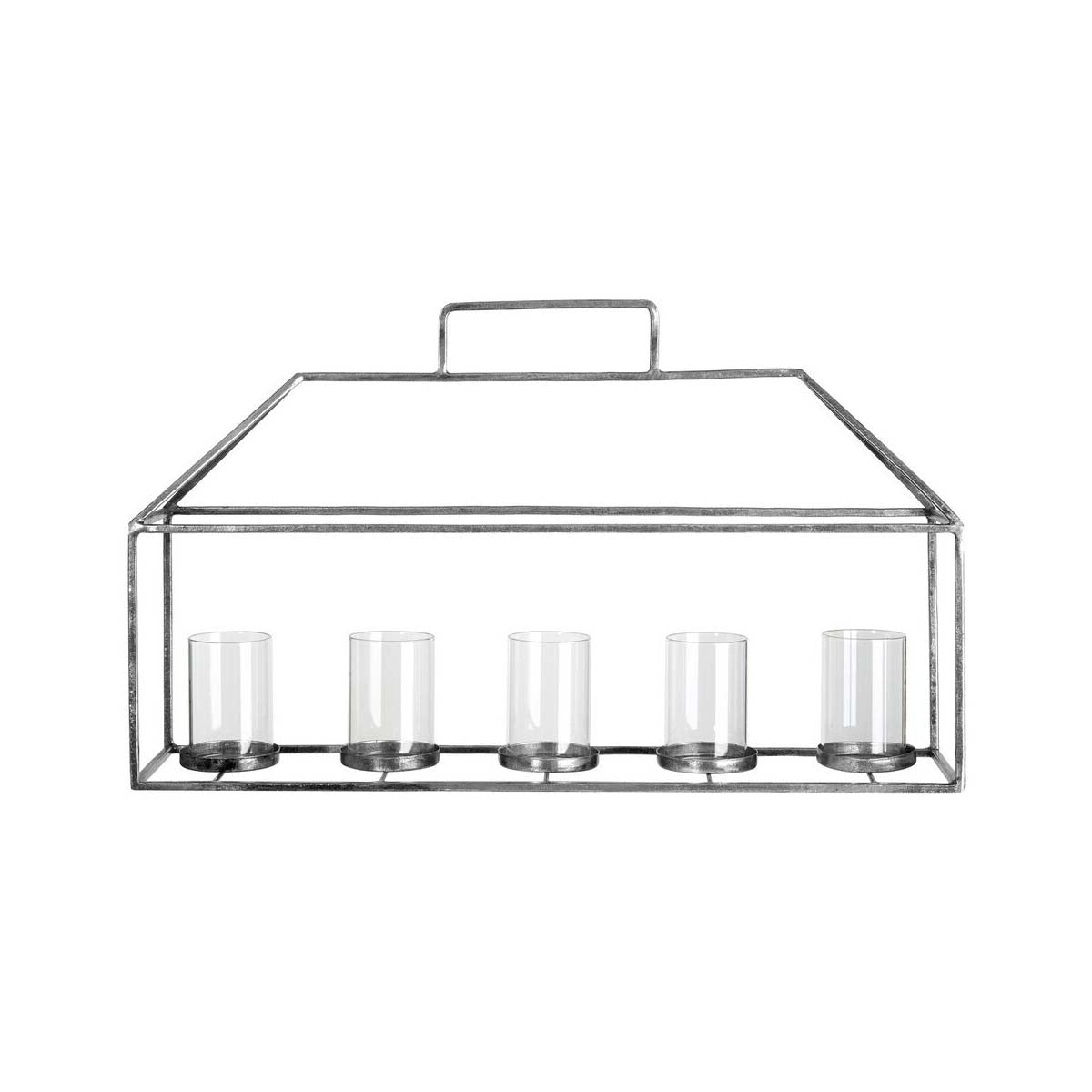 Silver Candle Holder with Five Hurricane Cups
