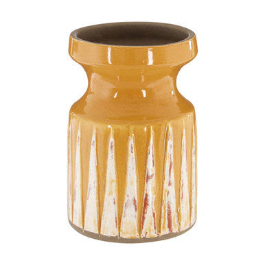 Small Earthenware Vase in Ochre and Red