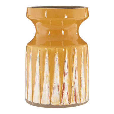 Small Earthenware Vase in Ochre and Red