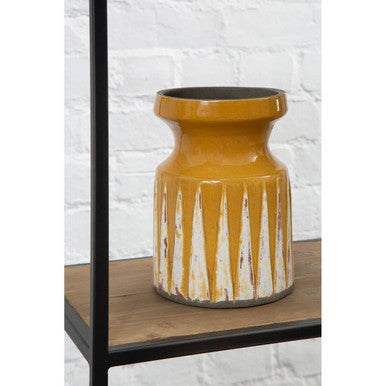Small Earthenware Vase in Ochre and Red