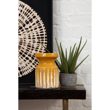 Small Earthenware Vase in Ochre and Red
