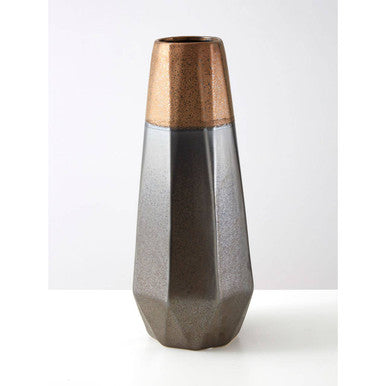 Jet Large Metallic Vase in Black and Gold