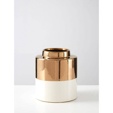 Small Metallic Vase in White and Gold