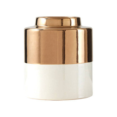 Small Metallic Vase in White and Gold