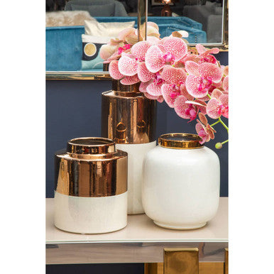 Small Metallic Vase in White and Gold