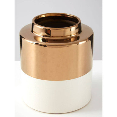 Small Metallic Vase in White and Gold