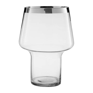 Clear Glass Vase with Silver Rim