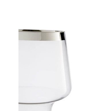 Clear Glass Vase with Silver Rim
