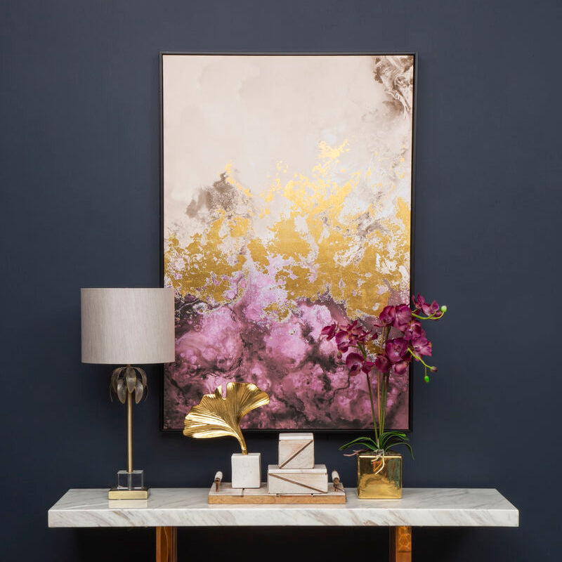 Cowhide and Wood Tray with Copper Metal Inlay