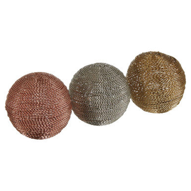 Set of 3 Small Decorative Balls in Mixed Metallics