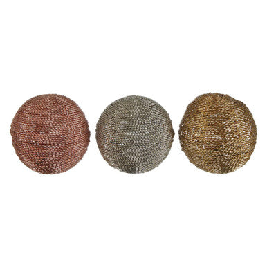 Set of 3 Small Decorative Balls in Mixed Metallics