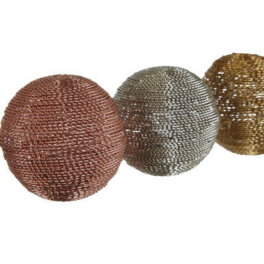 Set of 3 Small Decorative Balls in Mixed Metallics