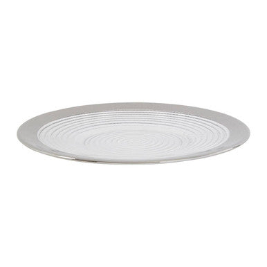 Embossed Glass Side Plate with Silver Rim