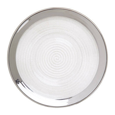 Embossed Glass Side Plate with Silver Rim