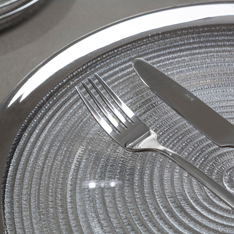 Embossed Glass Side Plate with Silver Rim