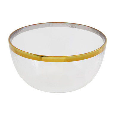 Textured Glass Bowl With Gold Rim