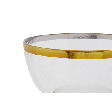 Textured Glass Bowl With Gold Rim