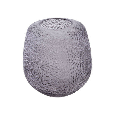 Medium Embossed Grey Glass Vase