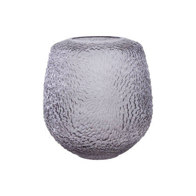 Medium Embossed Grey Glass Vase