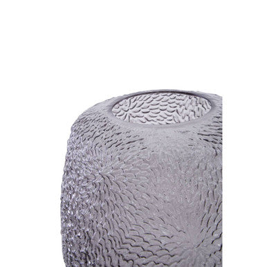 Medium Embossed Grey Glass Vase