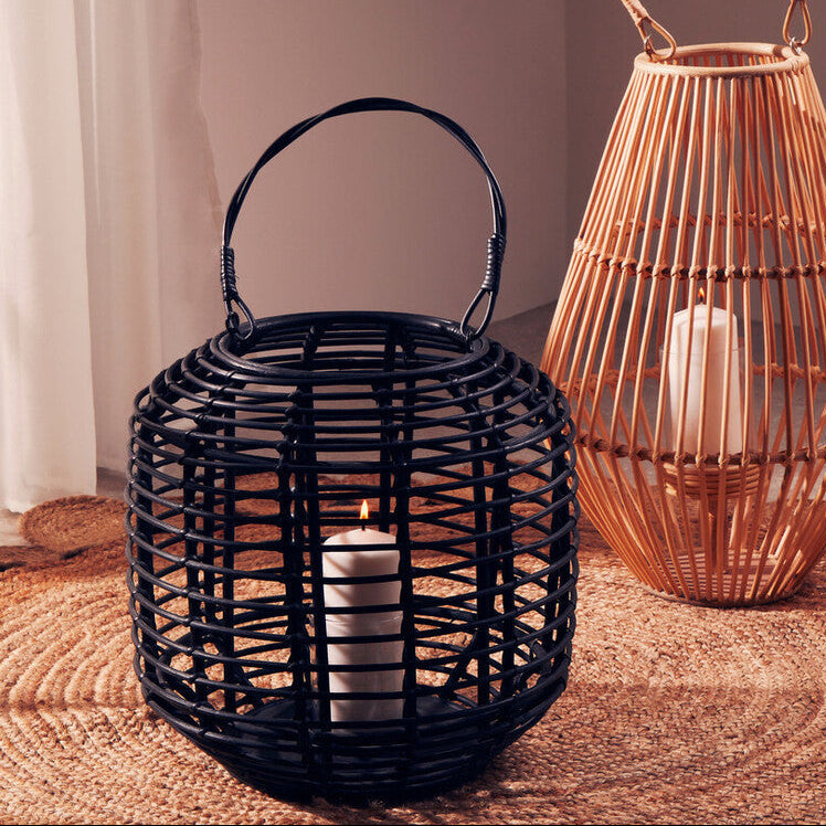 Black Rattan Lantern